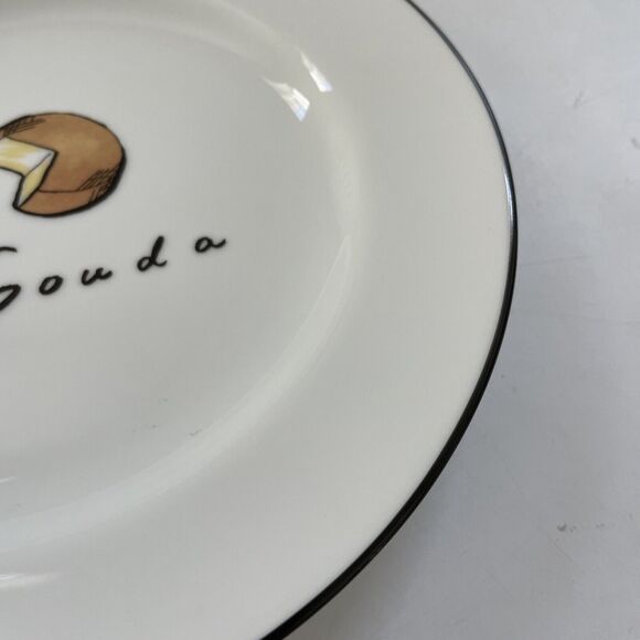 Pottery Barn Appetizer Plates Salad Set of 4 Wine & CHEESE Themed EUC MINT - Picture 9 of 10